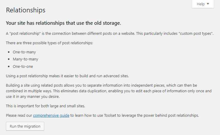 Post relationship migration prompt in Types 3.0