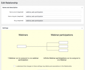 Fig 5. One-to-many relationship between Webinars and Webinar participations