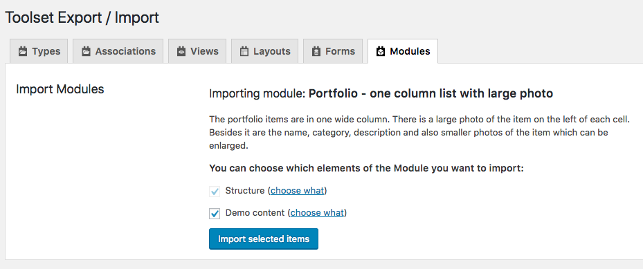 You can now import demo content to see exactly how your module will look on your website
