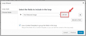 Editing post field options in the Loop Wizard