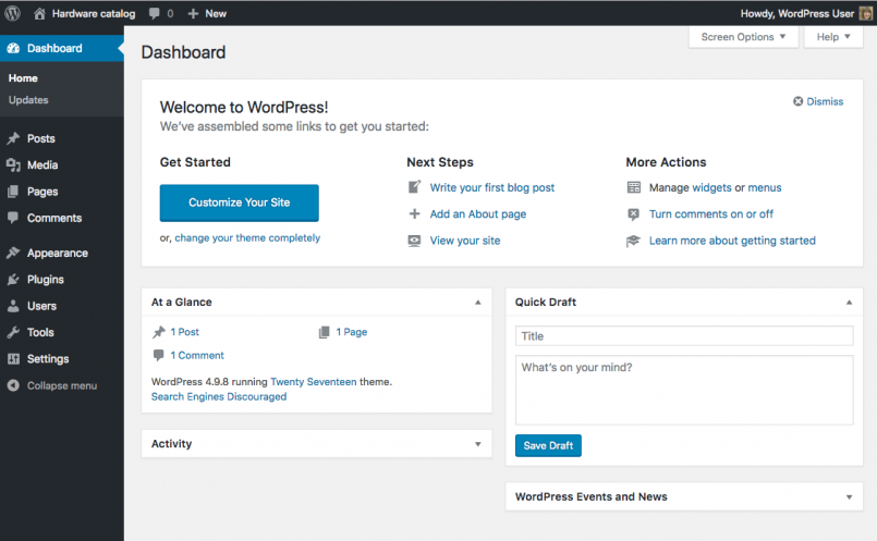 WordPress Dashboard