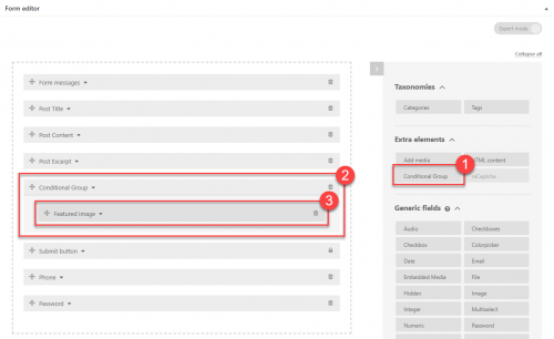 Toolset Form - Define the Part Of the Form You Want To Display Conditionally