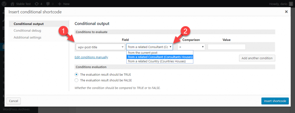 Creating a conditional display based on related content