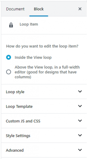 You can easily tweak options for the View's Loop Item