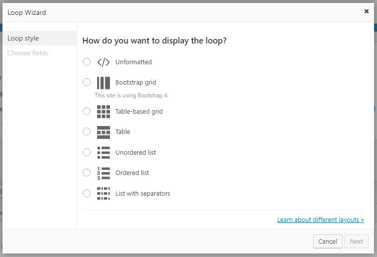 Selecting how to display the listed posts