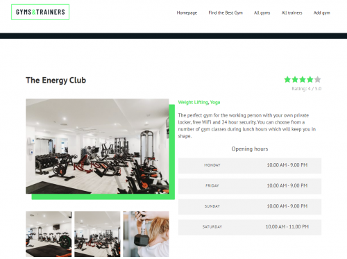 Gym opening hours displayed on the front-end using a repeatable field group