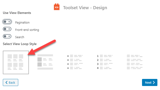 Select Grid View Loop Style