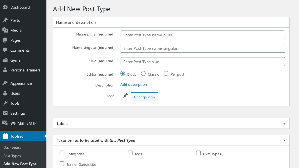 wordpress create new post type