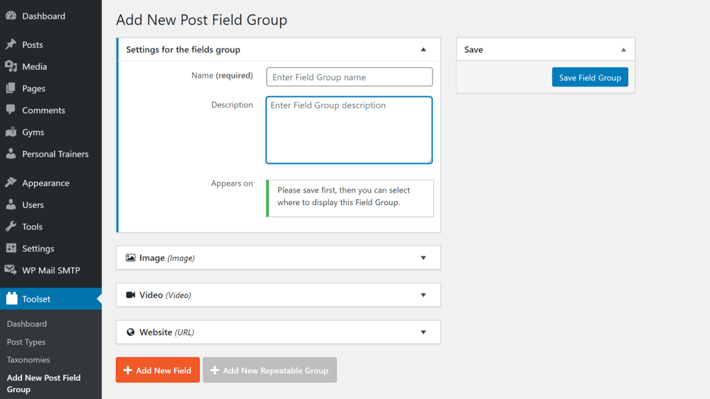 Creating Custom Fields in WordPress Toolset