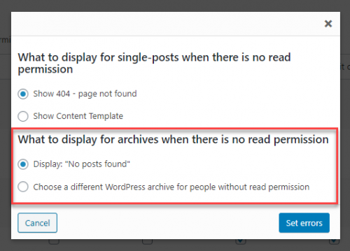 Selecting what to display for archives for users without read permission