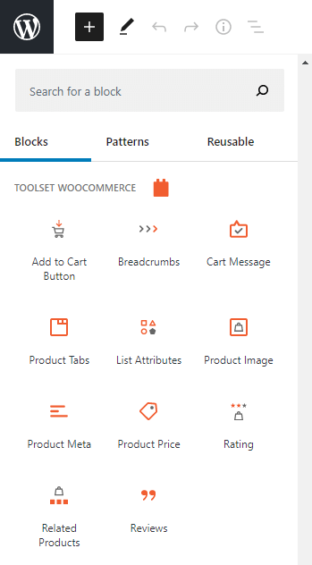 Toolset WooCommerce Blocks section