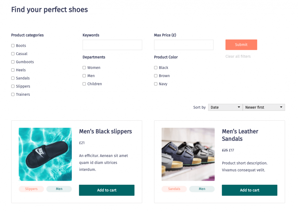 Custom Search for WooCommerce Products created with Toolset